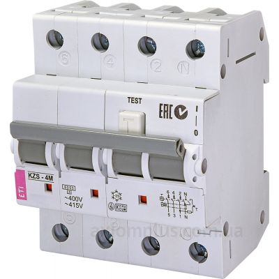 Дифференциальный автомат ETI 002174922 KZS-4M 3p+N C 10/0.03 тип A (6kA)