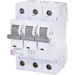 Автоматический выключатель ETI 002164517 ETIMAT 6 3p D 20A (6kA)