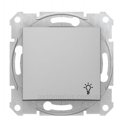 Выключатель кнопочный Schneider Electric Sedna SDN0900160 с символом «Свет» (алюминий)
